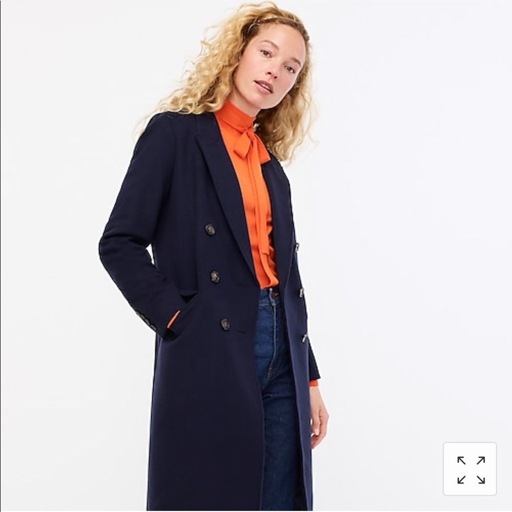 Navy Double-Breasted Women's Coat
